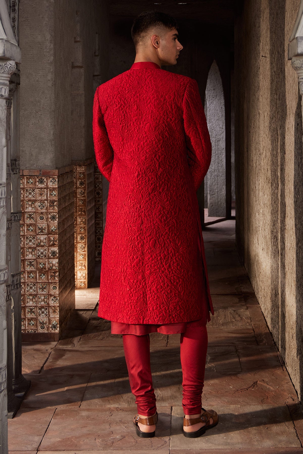 Buy Designer Luxury Men's Marroon Sherwani | Nidhika Shekhar