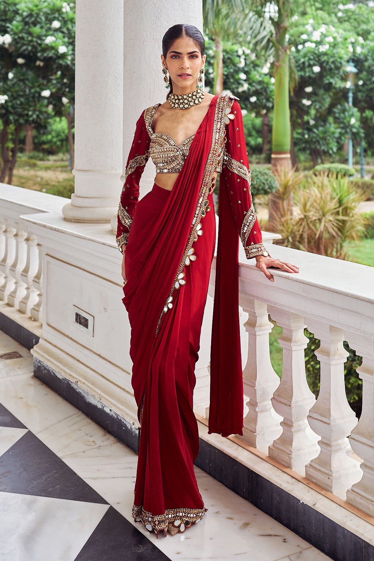 Laal harsh saree set