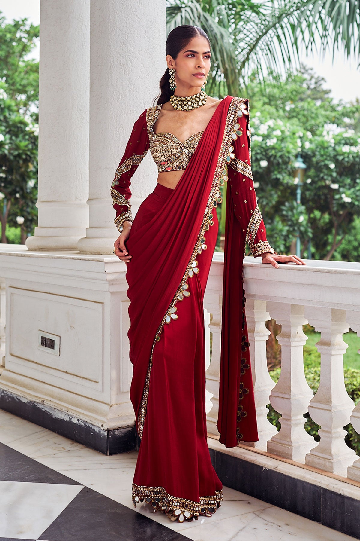 Laal harsh saree set