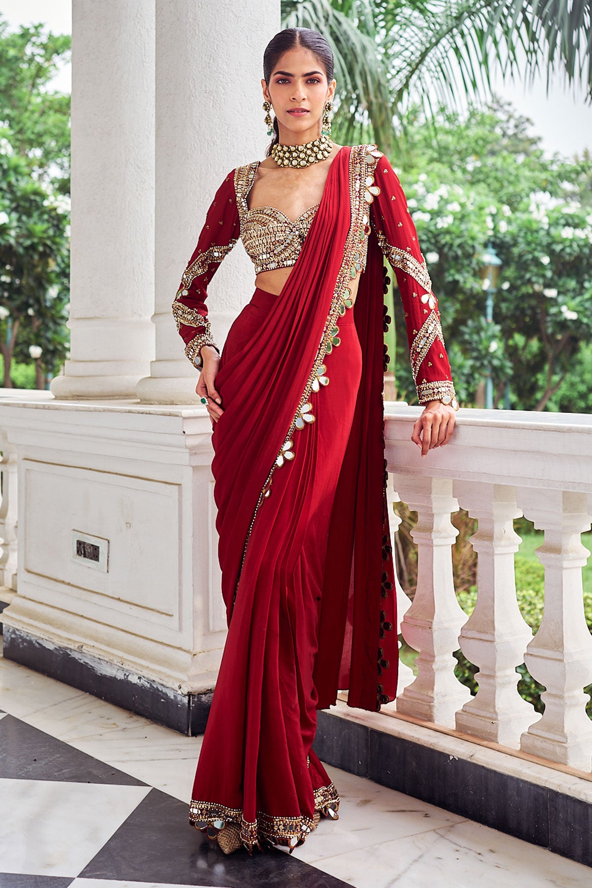 Laal harsh saree set