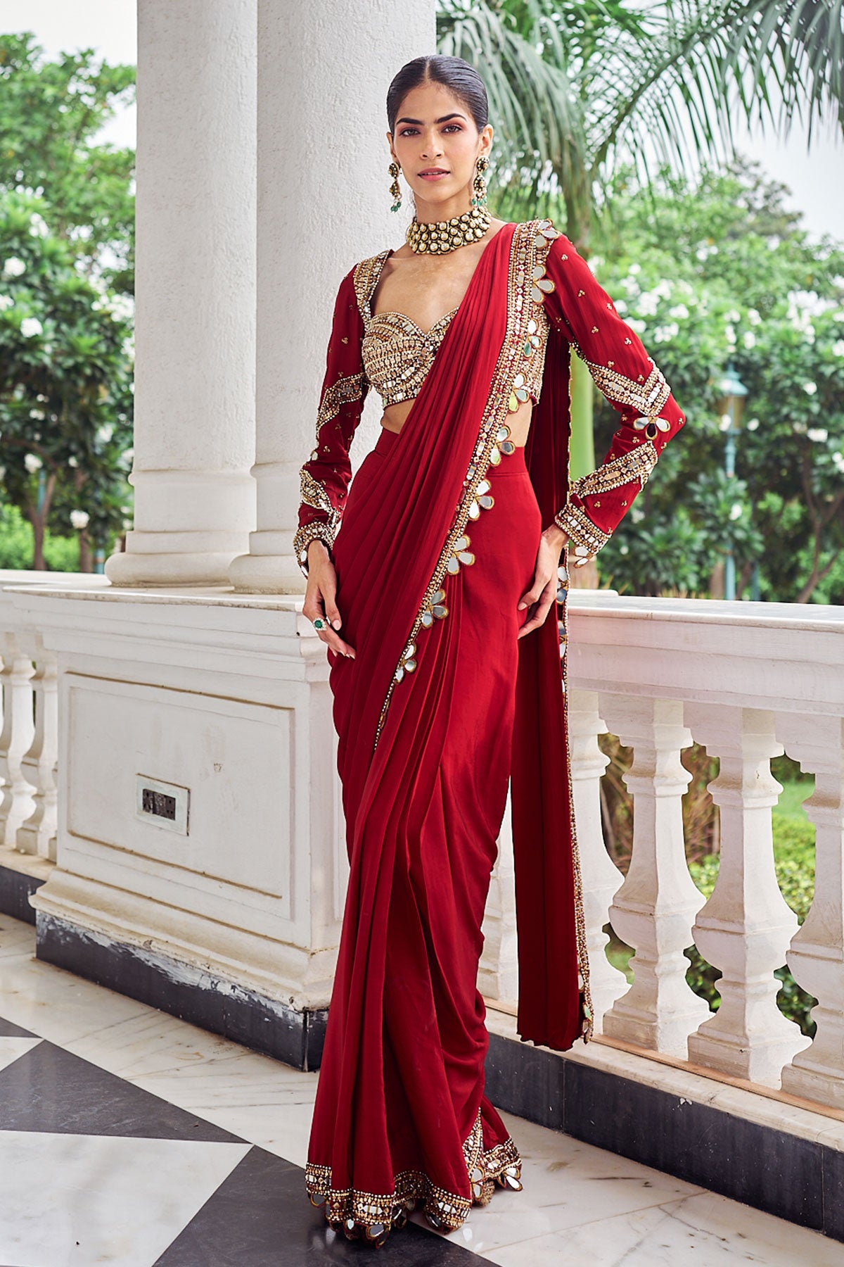 Laal harsh saree set