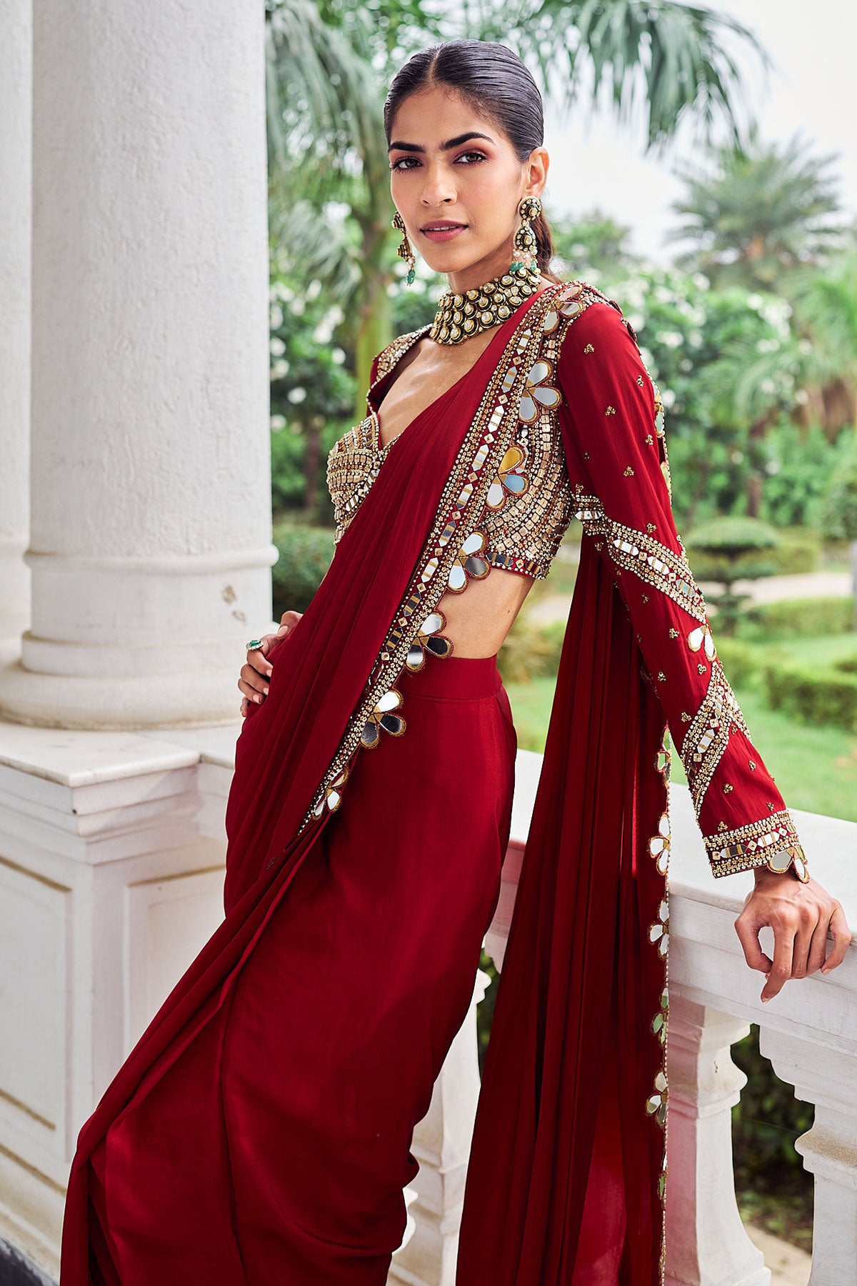 Laal harsh saree set