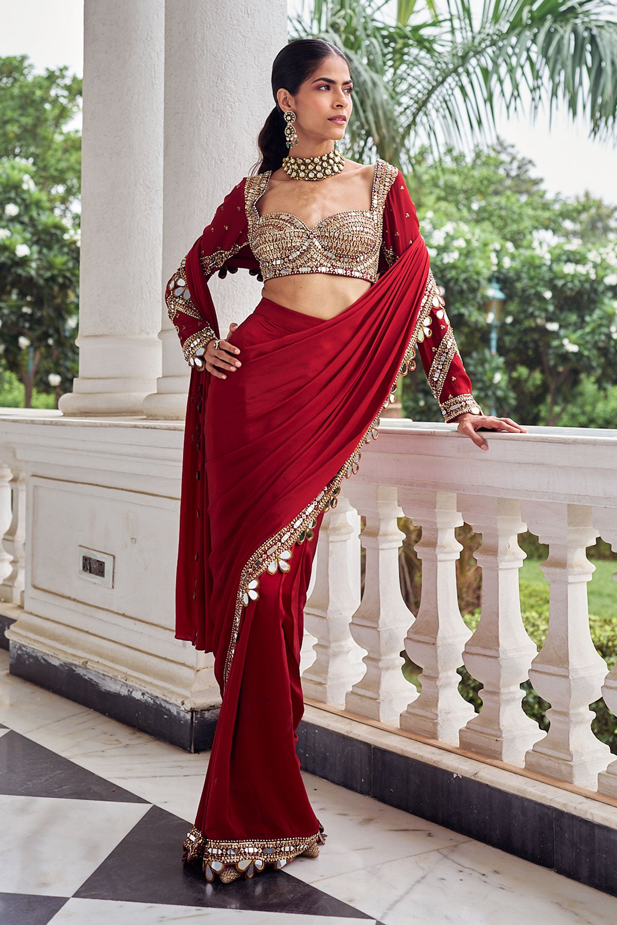 Laal harsh saree set