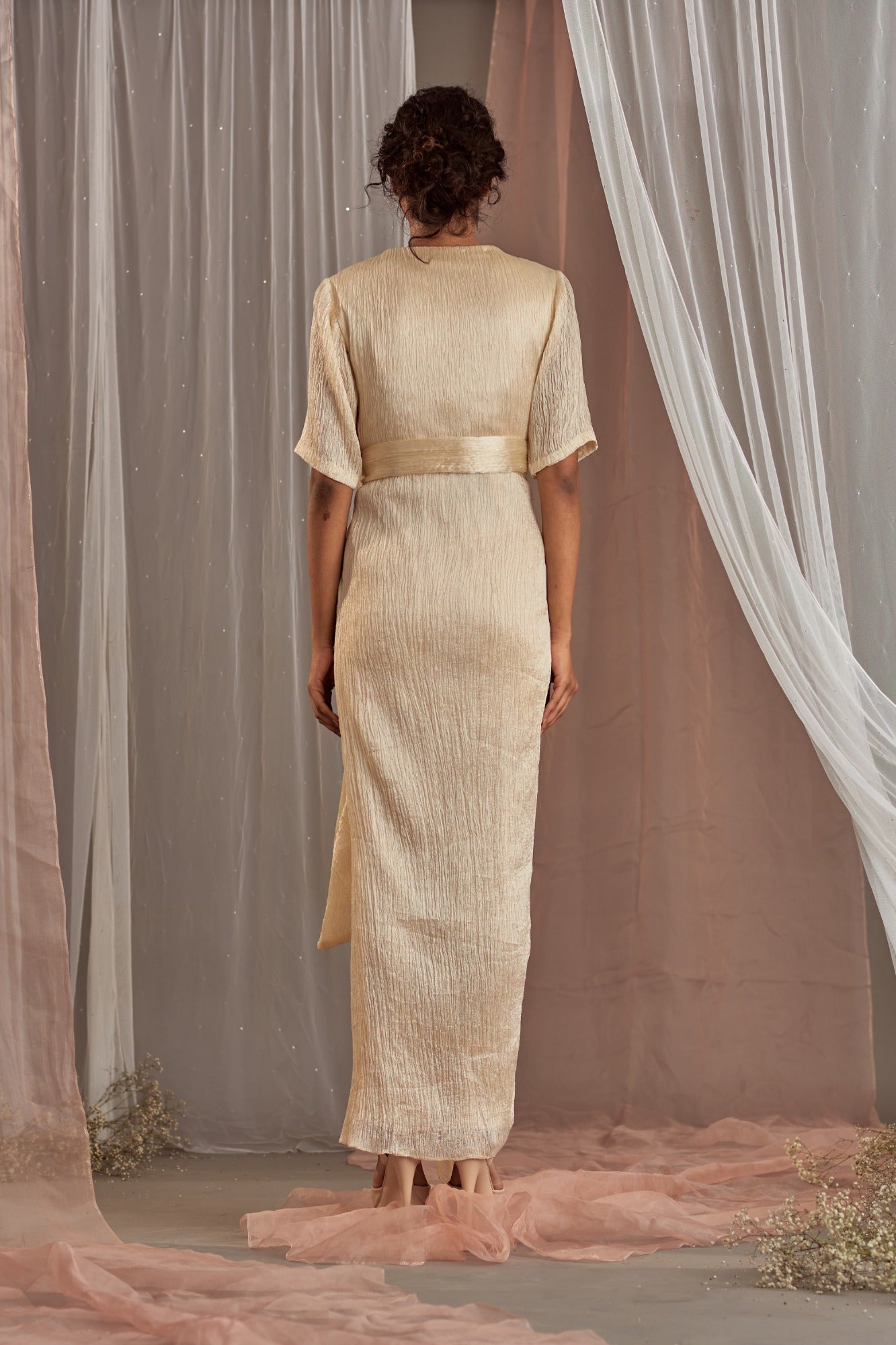 Buy Women's Ivory Embroidered Tie Up Dress | Nidhika Shekhar