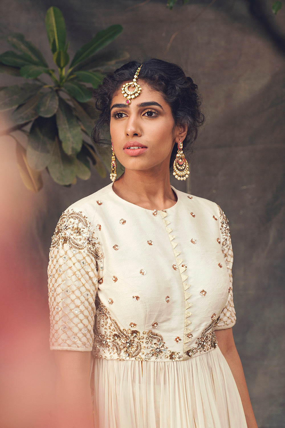 Buy Embroidered Ivory Drape Lehenga Set | Nidhika Shekhar