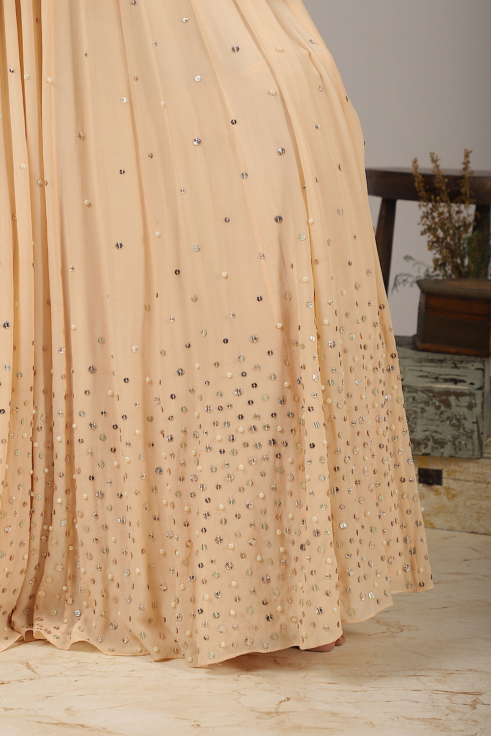 Buy Women's Beigish Peach Saree Gown | Nidhika Shekhar