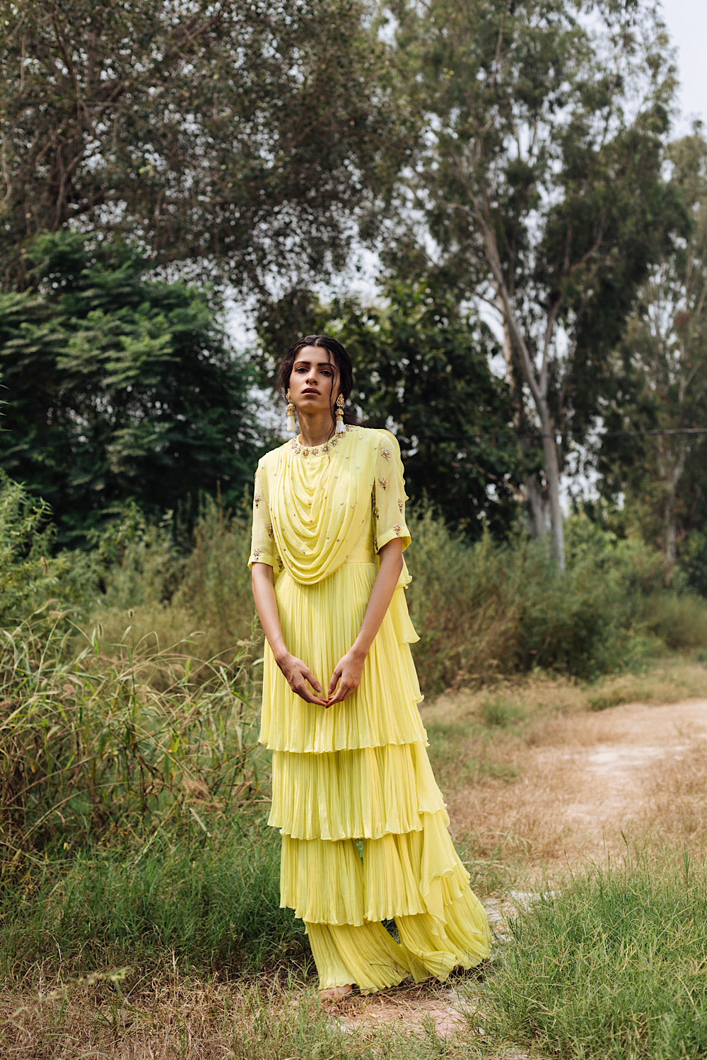 Buy Women's Designer Yellow Ruffle Jumpsuit | Nidhika Shekhar