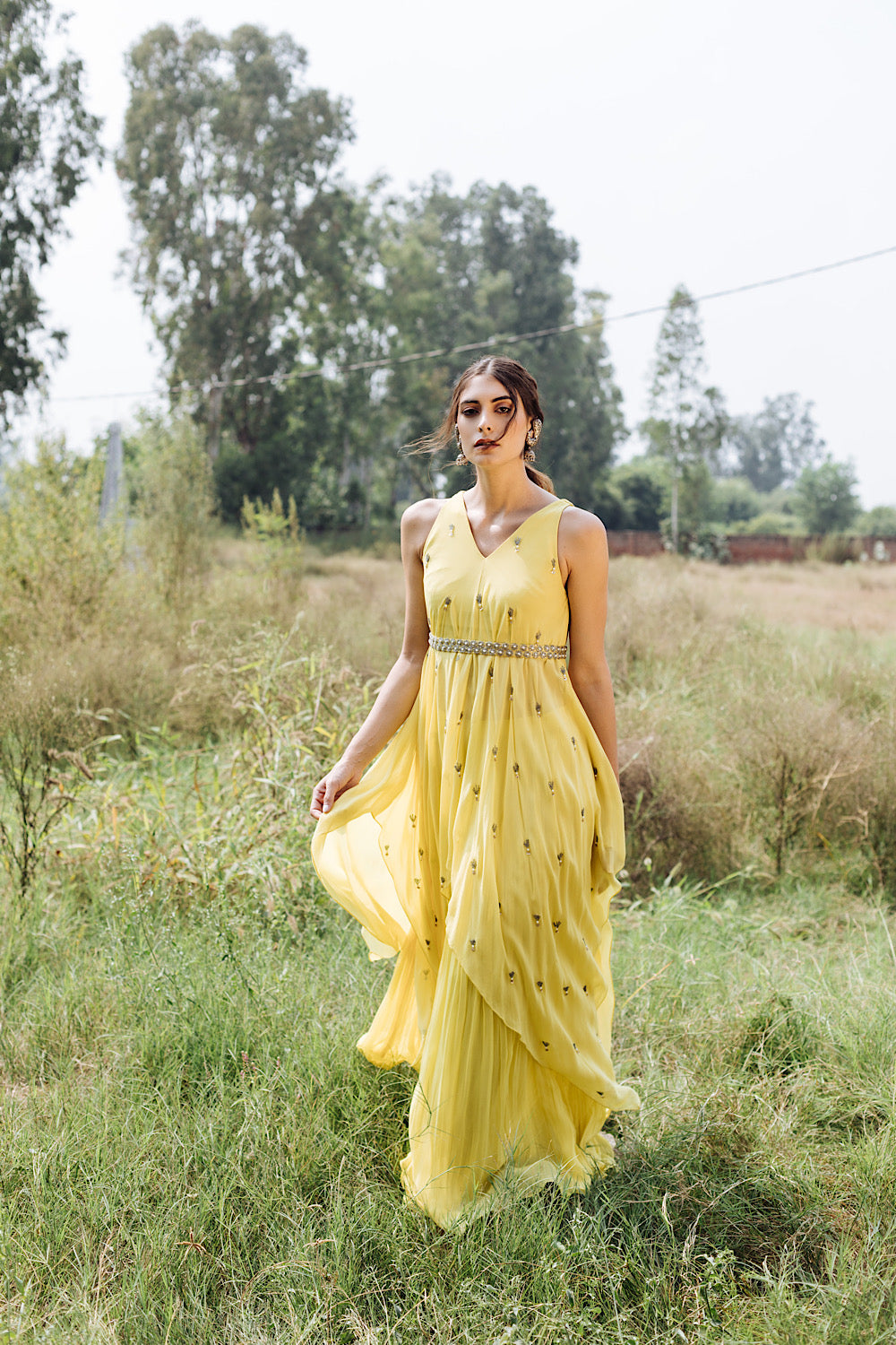 Buy Women's Designer Yellow Drape Sharara Set | Nidhika Shekhar