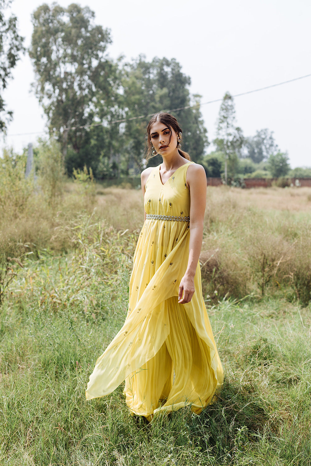 Buy Women's Designer Yellow Drape Sharara Set | Nidhika Shekhar