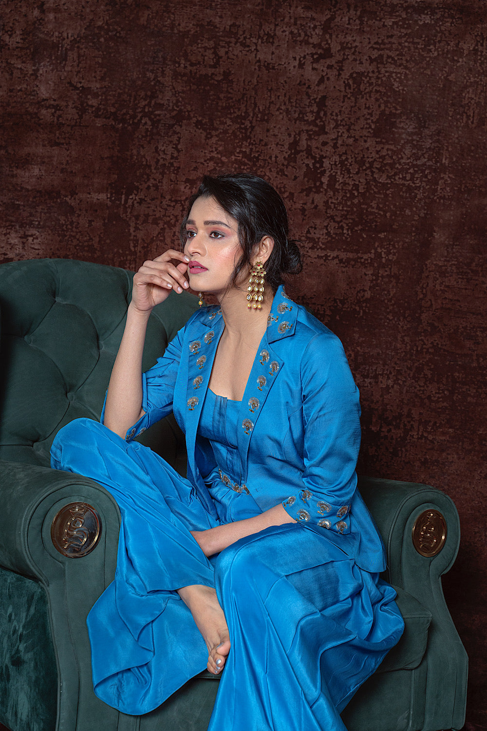 Buy Women's Inky Blue Blazer Jumpsuit | Nidhika Shekhar