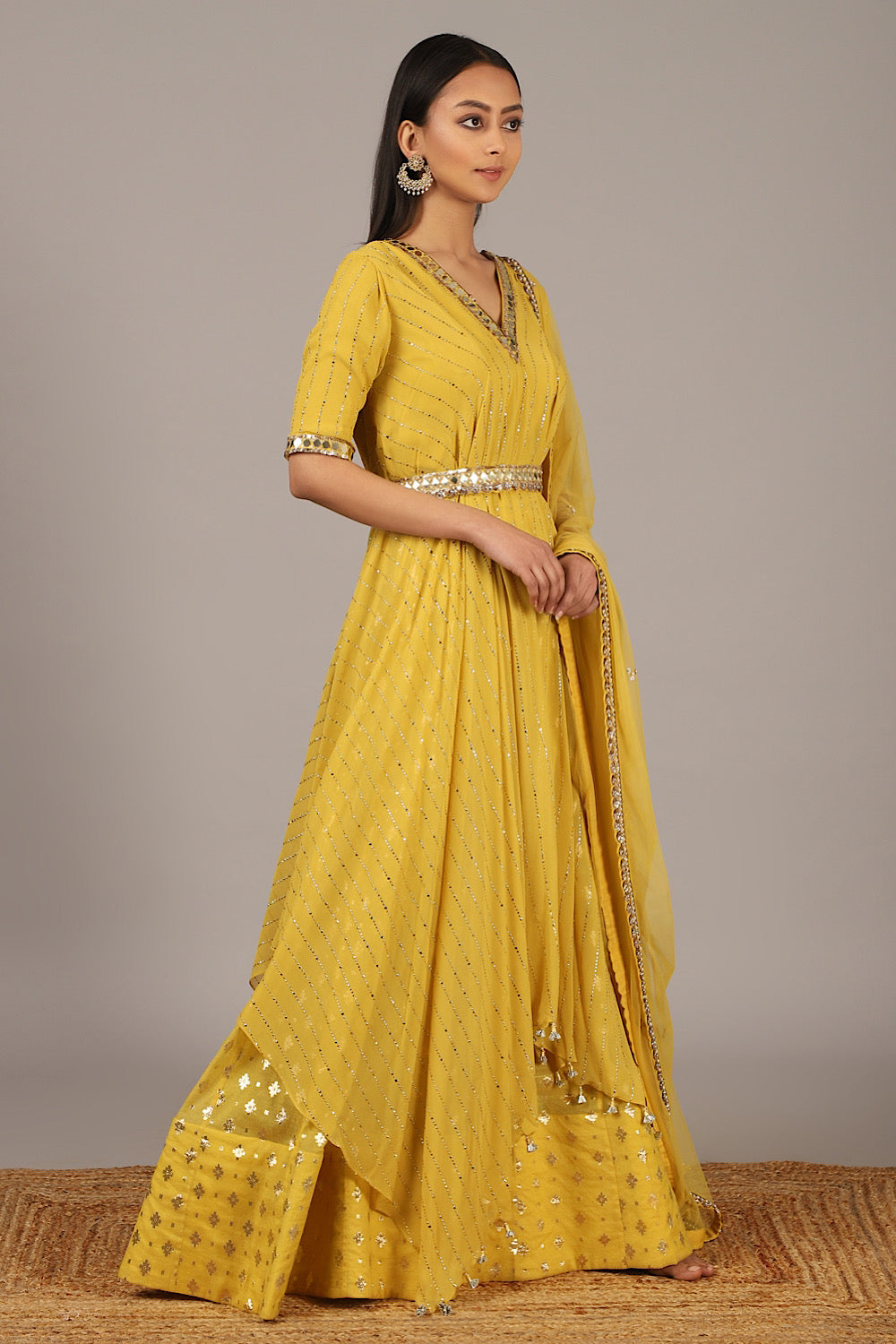 Buy Designer Yellow Drape Lehenga Set | Nidhika Shekhar
