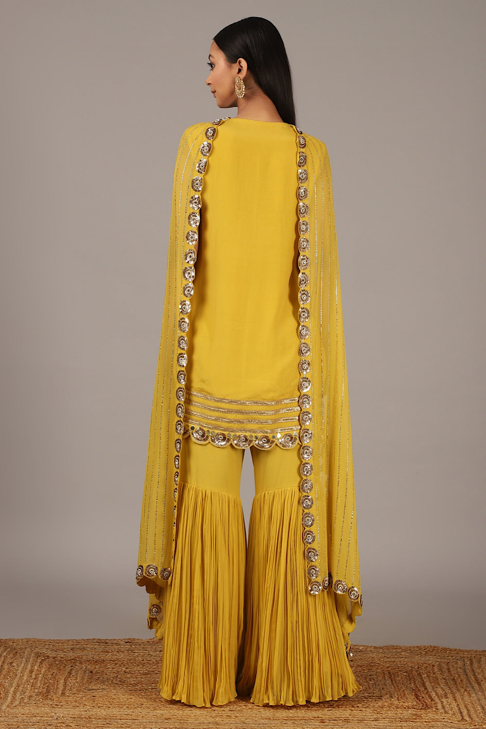 Buy Designer Yellow Drape Sharara Set | Nidhika Shekhar