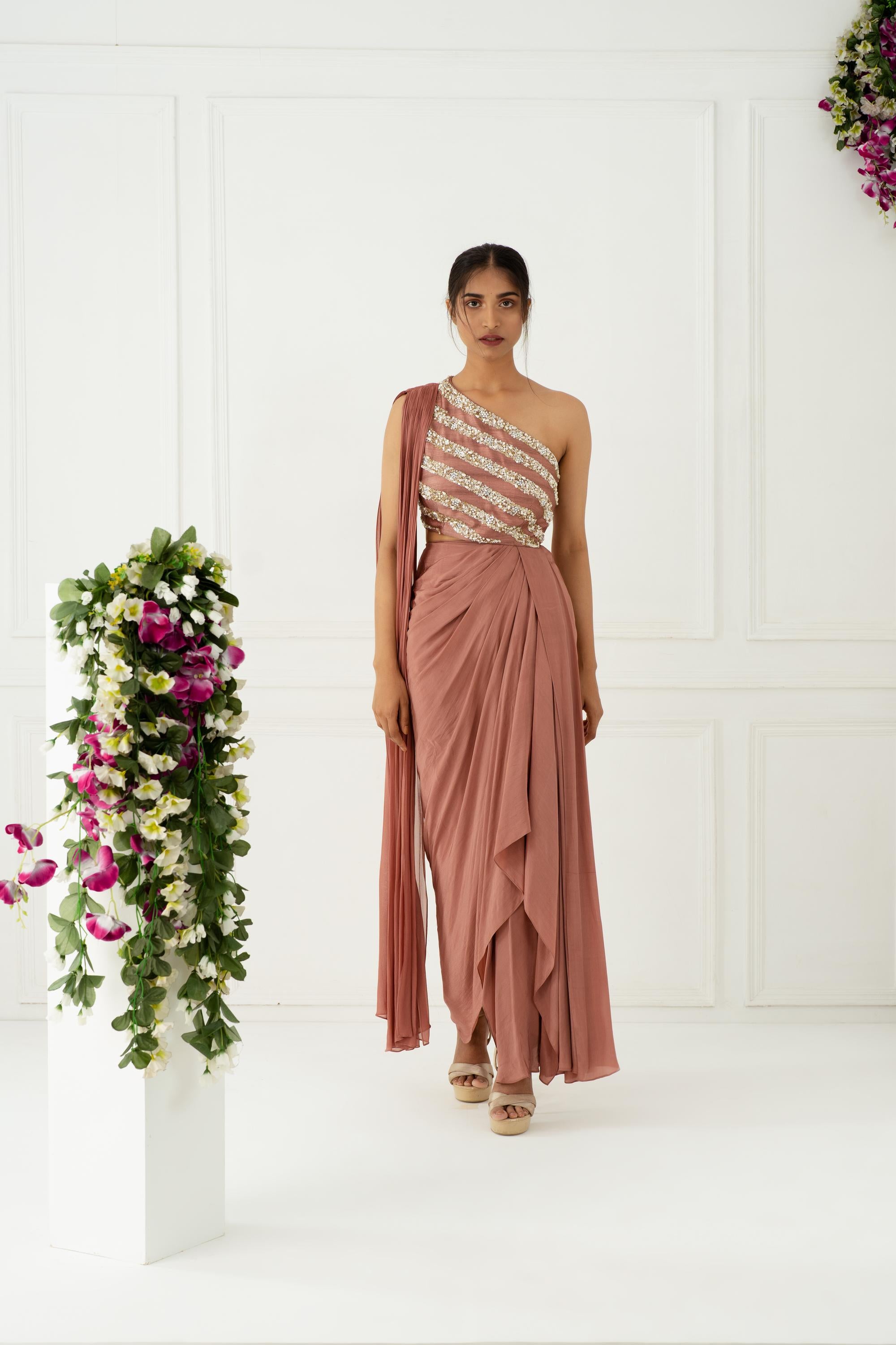Shop Women's Cedar One-shoulder Indo Gown | Nidhika Shekhar