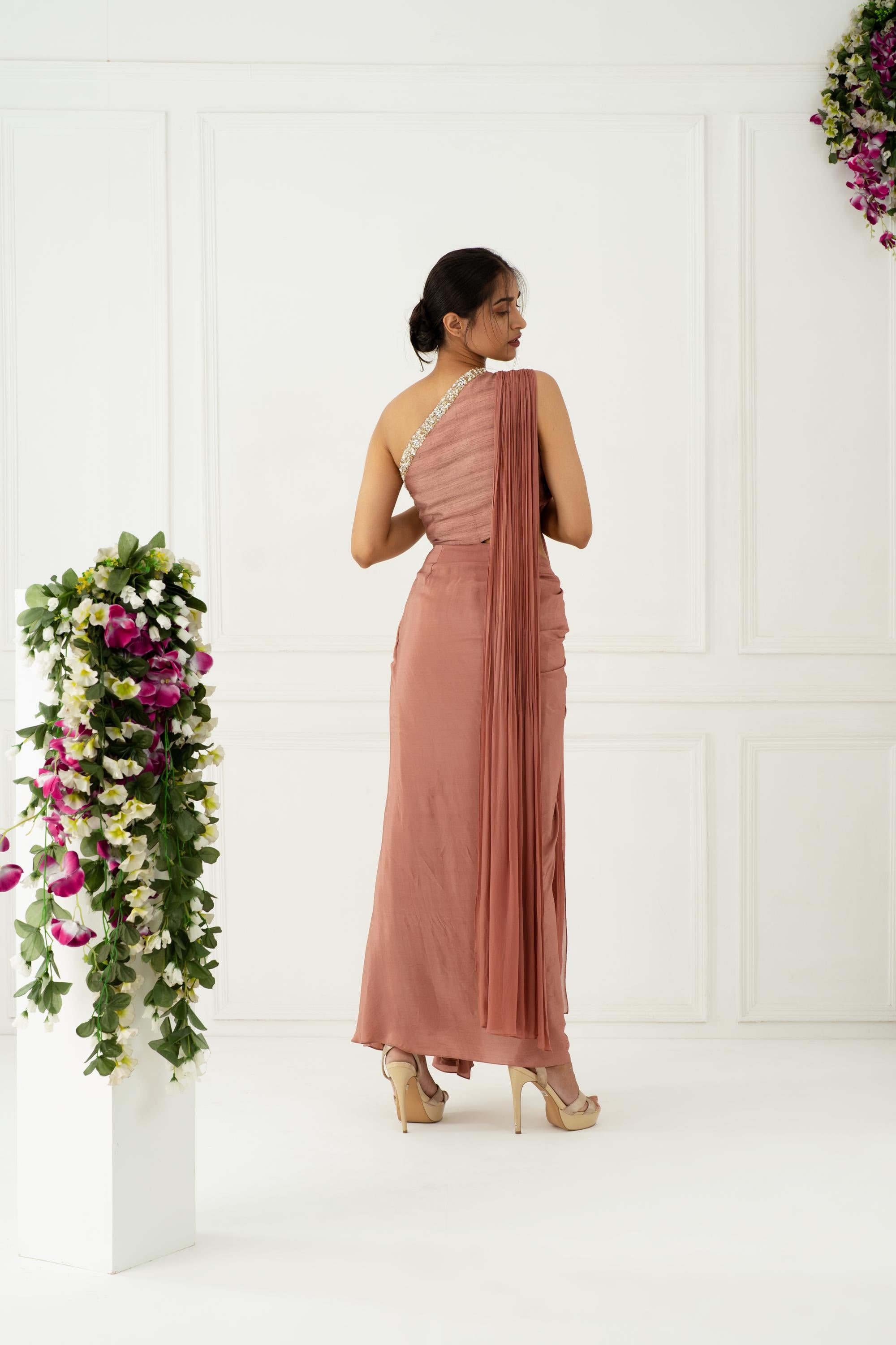 One Shoulder Indo Gown