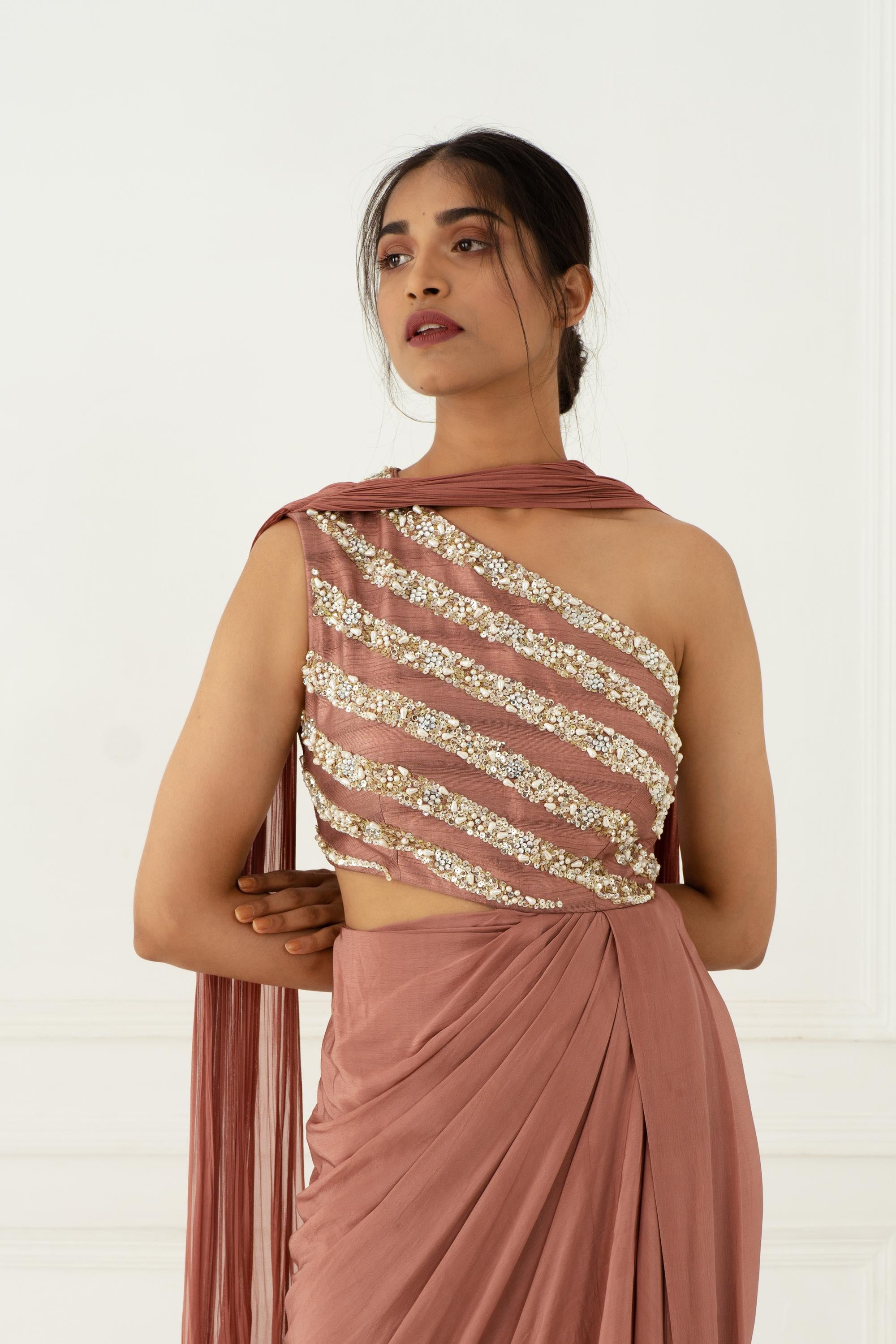 One Shoulder Indo Gown
