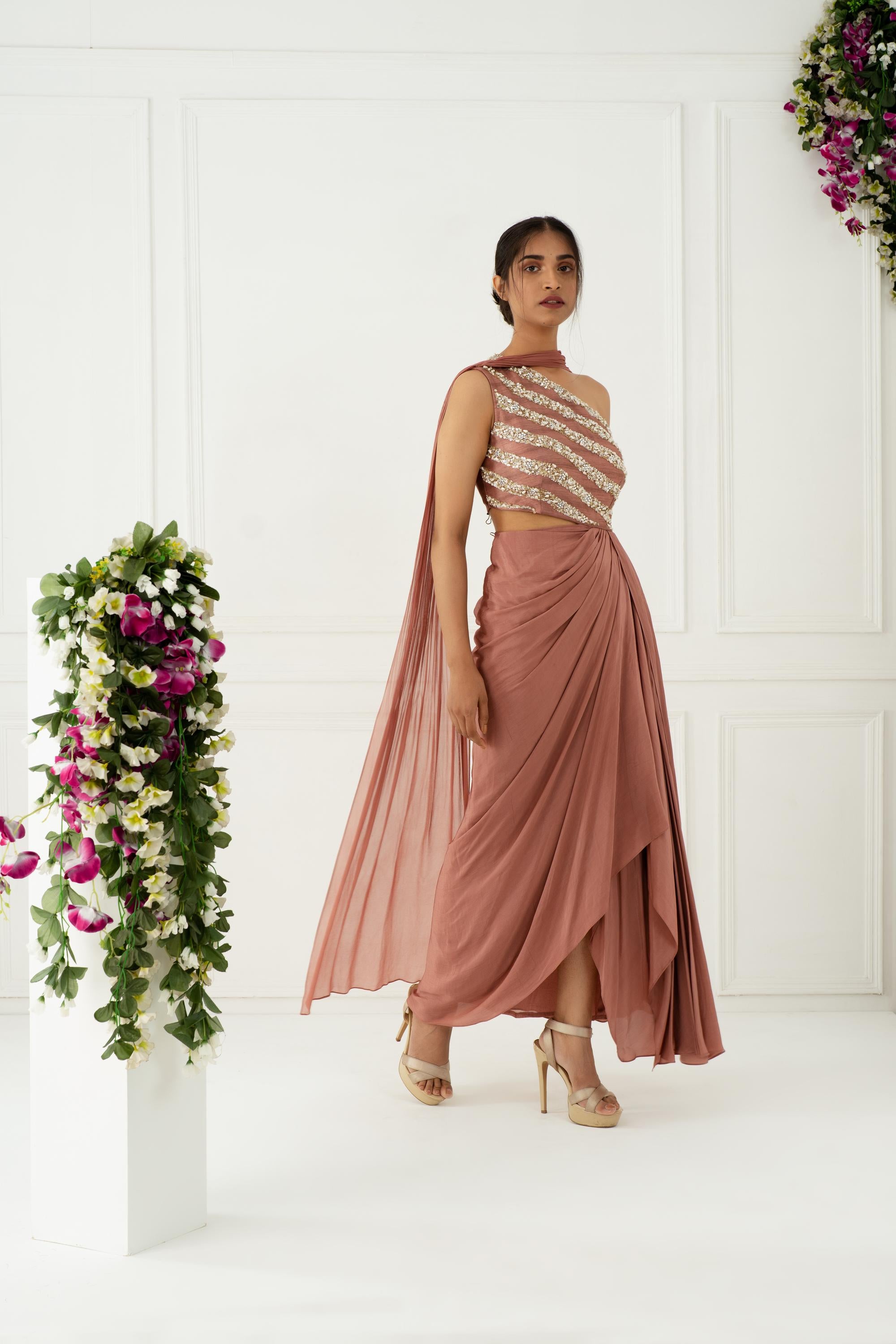 Shop Women's Cedar One-shoulder Indo Gown | Nidhika Shekhar