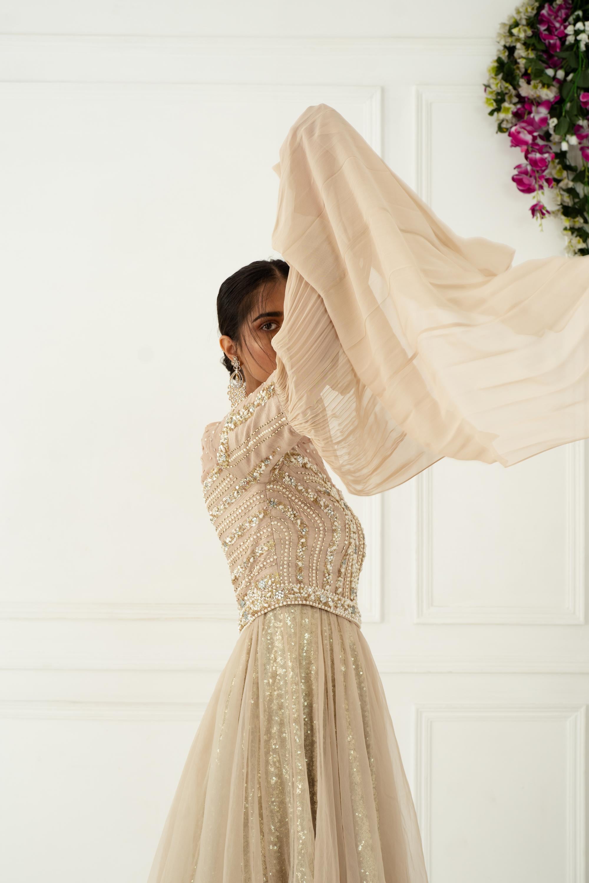 Women's Designer Embroidered Sequin Gown