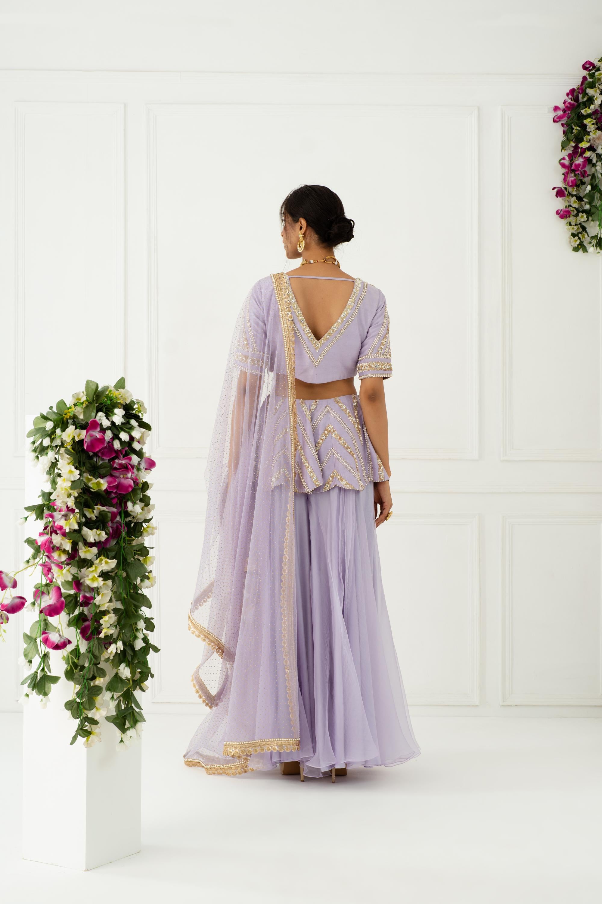 Buy Women's Lilac Embroidered Sharara | Nidhika Shekhar