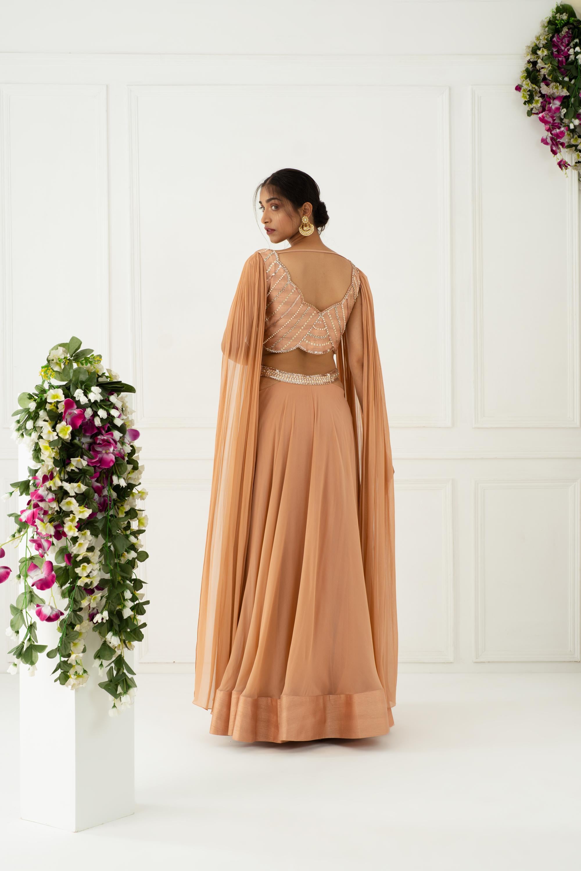 Buy Women's Blush Pink Sitaare Gown Set | Nidhika Shekhar 