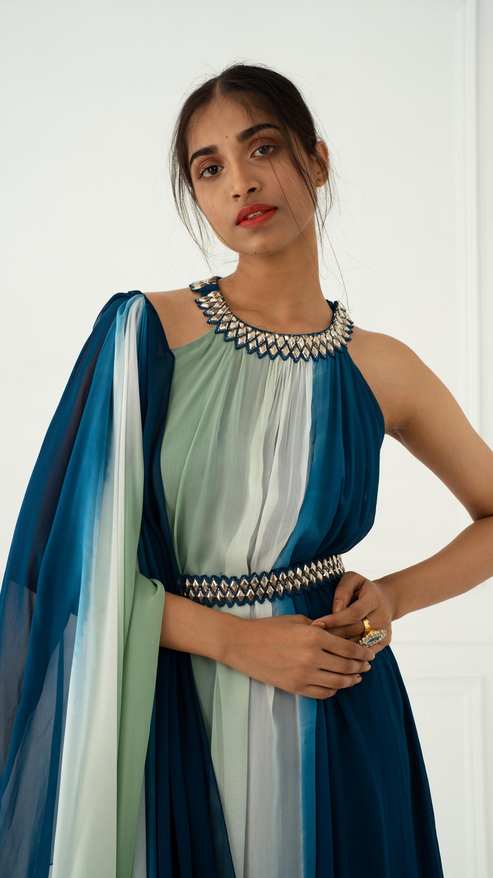 Women's Designer Ombre Drape Kurta Dress | Nidhika Shekhar