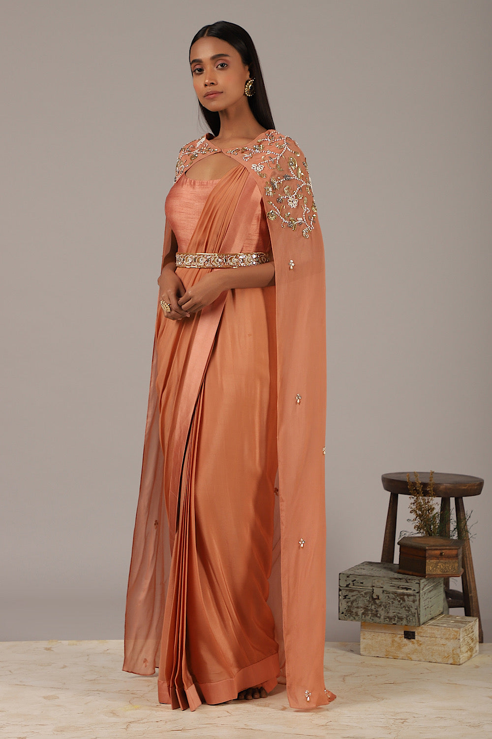 Pankhi Cape Saree Gown