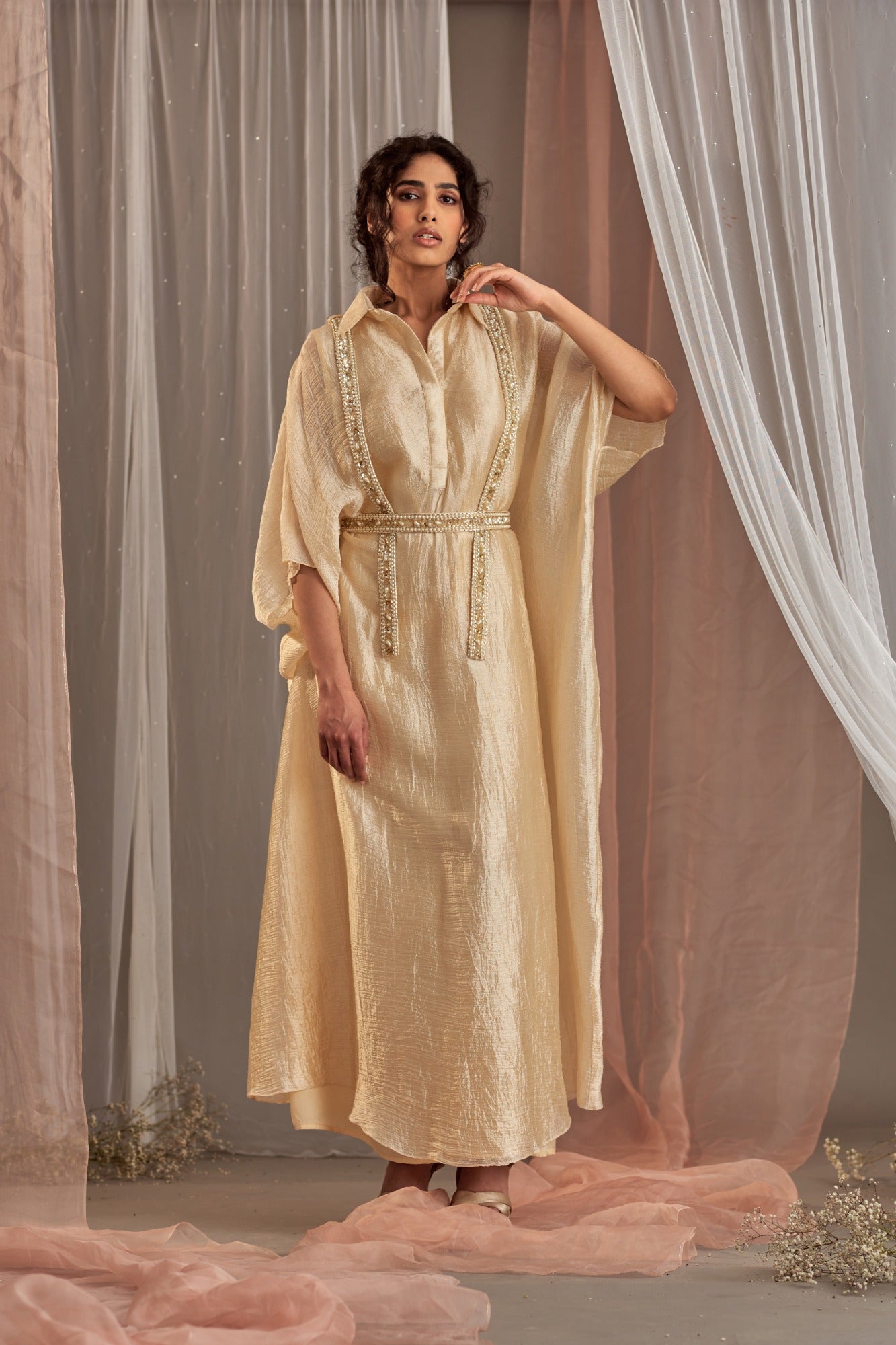 Buy Women's Designer Ivory Shirt Kaftan Set | Nidhika Shekhar
